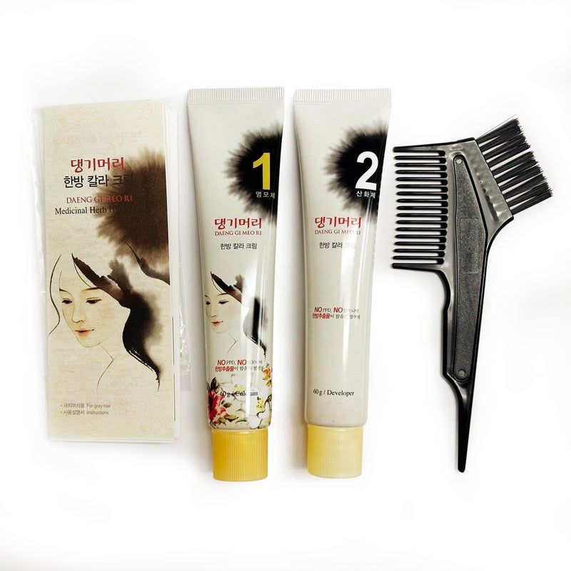 Daeng Gi Meo Ri â€“ Korean Herbal Hair Dye Color Cream [Light Brown] (3 PACK) - PPD-Free Gray Coverage, Hair Protection, High-Keratin Formula, 5 Oz - Image 3